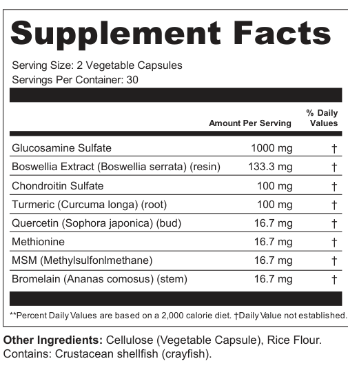 Supplement Facts for Obsidian Crest